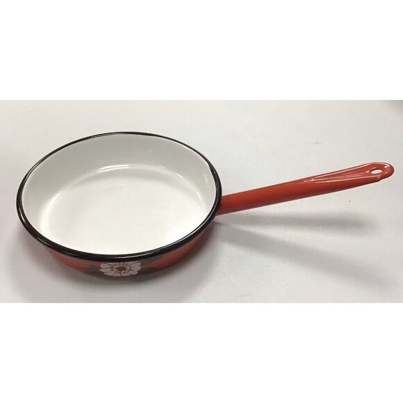 Westen Bessano Italy Vintage Lot Of 3 Red Farmhouse Enamel Pot/Pan/Lid ❤️ - Picture 9 of 9